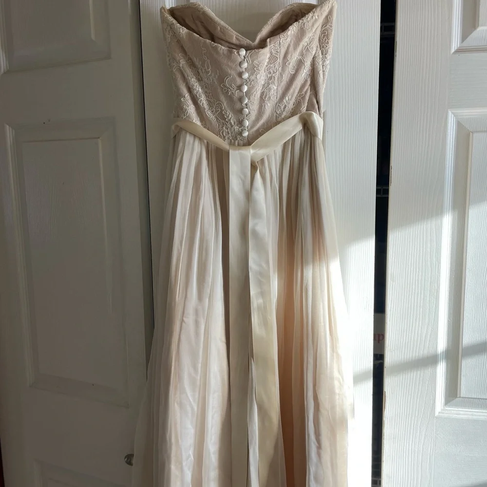 100% Pure Silk Wedding Dress Almond & Ivory Seattle Bridal Size 4 - Picture 6 of 17